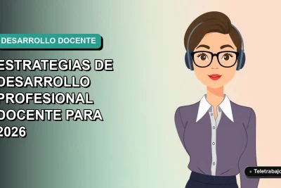 Ilustración plana vectorial de una mujer profesional de la educación, estilo Corporate Memphis, con fondo degradado azul verdoso.