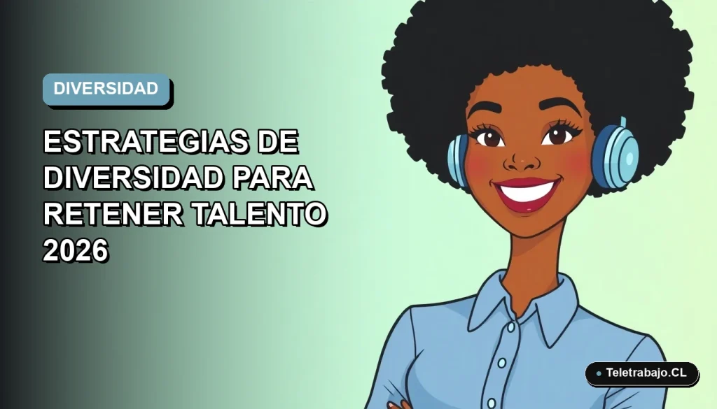 Ilustración plana vectorial de una trabajadora remota de tecnología sonriente, con peinado afro y blusa azul, sobre fondo degradado suave azul verdoso.