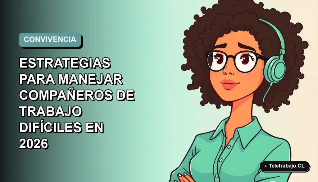 Ilustración plana corporativa de mujer profesional de teletrabajo con expresión pensativa, fondo degradado azul verdoso.