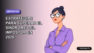 Ilustración vectorial plana de una mujer profesional de teletrabajo con expresión de duda, sobre fondo degradado lavanda suave. Estilo Corporate Memphis.