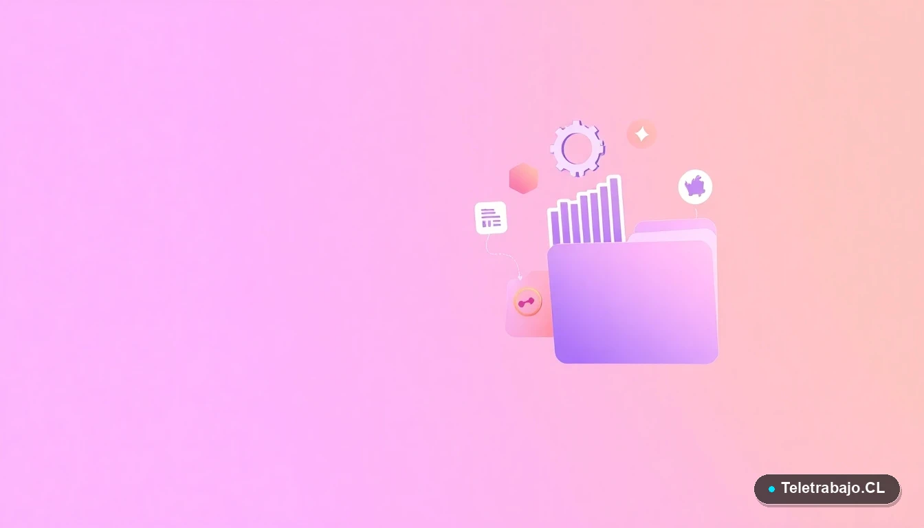 Composición abstracta de interfaz de usuario con gráficos y engranajes flotantes en tonos lavanda y durazno, estilo vectorial plano.