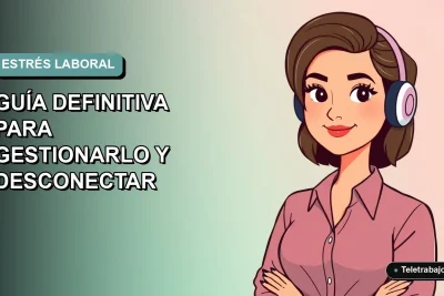 Ilustración plana de mujer profesional chilena con expresión tranquila, fondo degradado suave azul verdoso, concepto de bienestar laboral 2026.