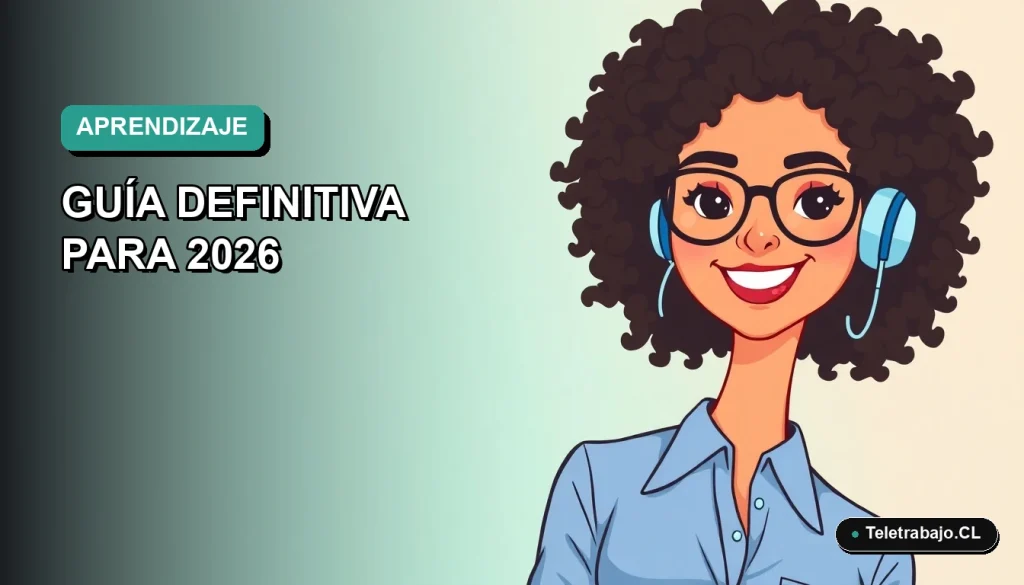 Ilustración plana vectorial de una mujer adulta profesional sonriente, con blusa azul y anteojos, sobre un fondo degradado suave de color aguamarina. Representa el aprendizaje continuo en la adultez.