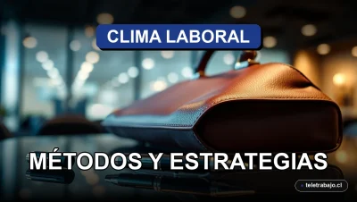 Fotografía de detalles corporativos macro de una agenda de cuero y un maletín elegante sobre una mesa de vidrio, concepto de evaluación de clima laboral