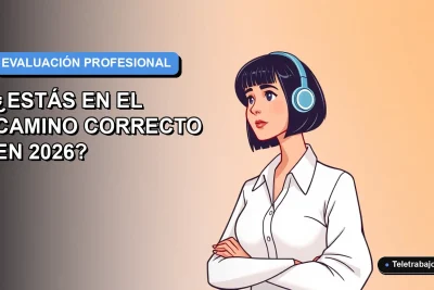 Ilustración plana vectorial de una mujer profesional del rubro tecnológico con camisa blanca y corte de pelo bob, mirando pensativamente hacia un espacio vacío con fondo degradado azul y gris.