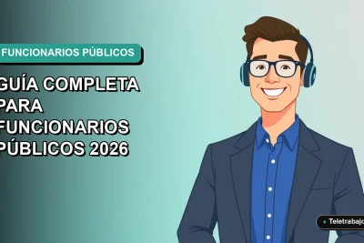 Ilustración plana corporativa de un funcionario público chileno sonriente, con camisa azul y chaqueta, sobre fondo degradado verde azulado. Espacio negativo a la izquierda.