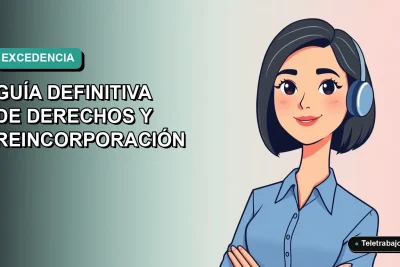 Ilustración vectorial plana de una mujer profesional chilena con blusa azul y corte bob, representando la excedencia voluntaria laboral 2026, sobre fondo degradado verde azulado.