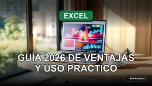 Guía de Excel en la nube para teletrabajo en Chile, mostrando un escritorio moderno y organizado para trabajo remoto.