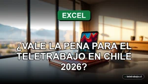 Persona usando Excel en su teléfono móvil para trabajo remoto en una oficina moderna en Chile