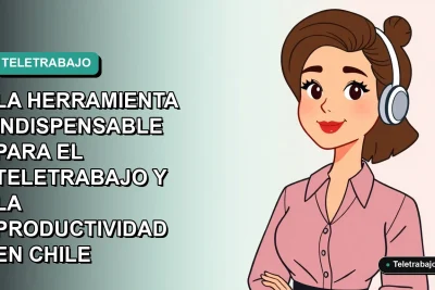 Ilustración vectorial plana de mujer profesional chilena teletrabajando con fondo degradado azul verdoso, representando productividad remota con Excel.