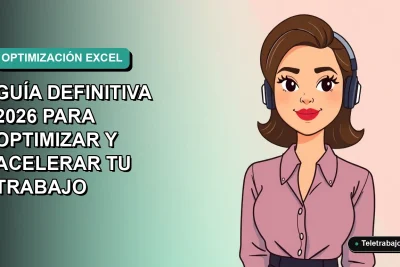 Ilustración plana corporativa de mujer profesional chilena con laptop, representando solución para Excel lento, fondo degradado azul verdoso.