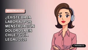 Ilustración vectorial plana de una mujer profesional chilena con expresión pensativa, sobre un fondo degradado suave. Representa la consulta sobre licencia médica por dolor menstrual.