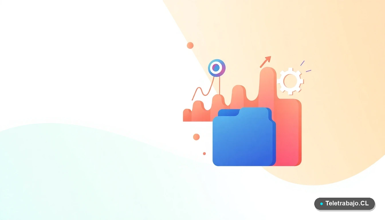 Composición abstracta de interfaz de usuario tecnológica con gráficos y iconos flotantes, en estilo de ilustración vectorial plana, sobre un fondo degradado verde menta.