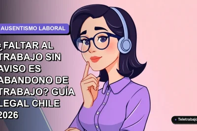 Ilustración plana corporativa de una mujer profesional con blusa lila mirando pensativamente a la derecha, sobre fondo degradado lavanda suave. Concepto legal laboral chileno.