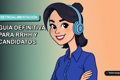 Ilustración plana corporativa de una mujer profesional de tecnología con blusa azul, sonriendo, sobre fondo degradado azul verdoso. Espacio negativo a la izquierda.