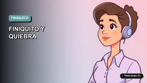 Ilustración vectorial plana de estilo premium que representa a una trabajadora profesional chilena, con fondo degradado azul verdoso, sobre derechos laborales y cobertura FOGAPE en procesos de quiebra empresarial.