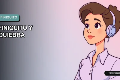 Ilustración vectorial plana de estilo premium que representa a una trabajadora profesional chilena, con fondo degradado azul verdoso, sobre derechos laborales y cobertura FOGAPE en procesos de quiebra empresarial.