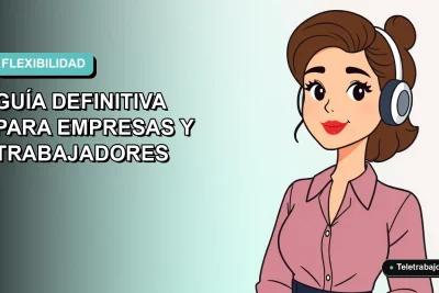 Ilustración vectorial plana de una mujer profesional chilena trabajando de forma remota, con fondo degradado azul verdoso. Concepto de flexibilidad laboral para empresas.