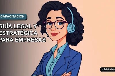 Ilustración plana corporativa de una trabajadora chilena sonriente con blusa azul, sobre fondo degradado azul grisáceo, concepto de formación profesional 2026.