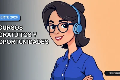 Ilustración plana corporativa de una mujer profesional con blusa azul y lentes sonriendo, sobre fondo degradado azul y blanco, para formación ERTE.