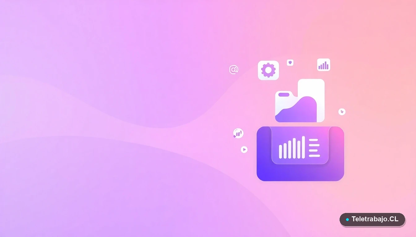 Interfaz de usuario abstracta con gráficos e iconos, representando la formación digital para autónomos.