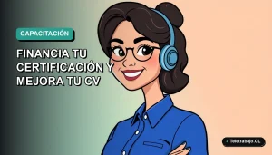 Ilustración plana de mujer profesional de tecnología con blusa azul, sonriendo, sobre fondo degradado verde azulado. Representa formación SENCE en metodologías ágiles.