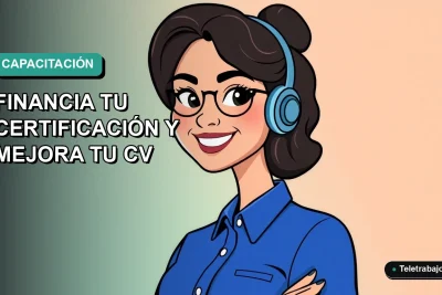 Ilustración plana de mujer profesional de tecnología con blusa azul, sonriendo, sobre fondo degradado verde azulado. Representa formación SENCE en metodologías ágiles.