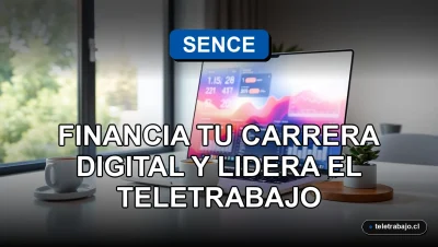 Formación SENCE 2026 para carreras digitales y teletrabajo, fondo de oficina moderna.