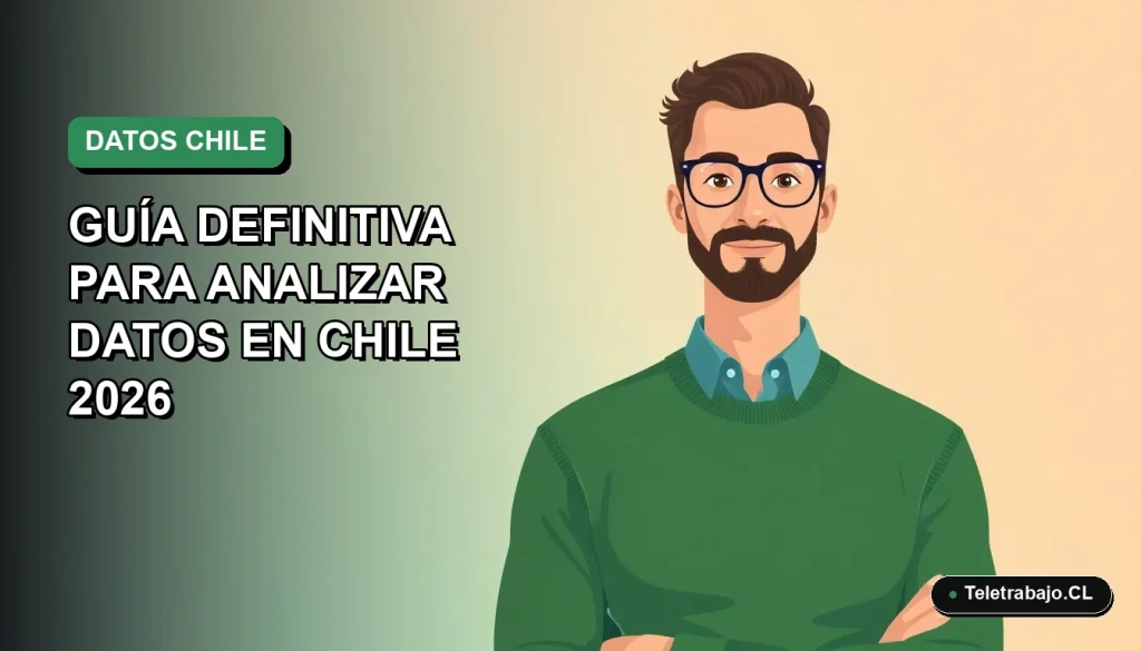 Ilustración plana de un trabajador remoto chileno analizando datos con formato condicional en su pantalla, fondo con gradiente suave.