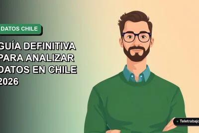 Ilustración plana de un trabajador remoto chileno analizando datos con formato condicional en su pantalla, fondo con gradiente suave.