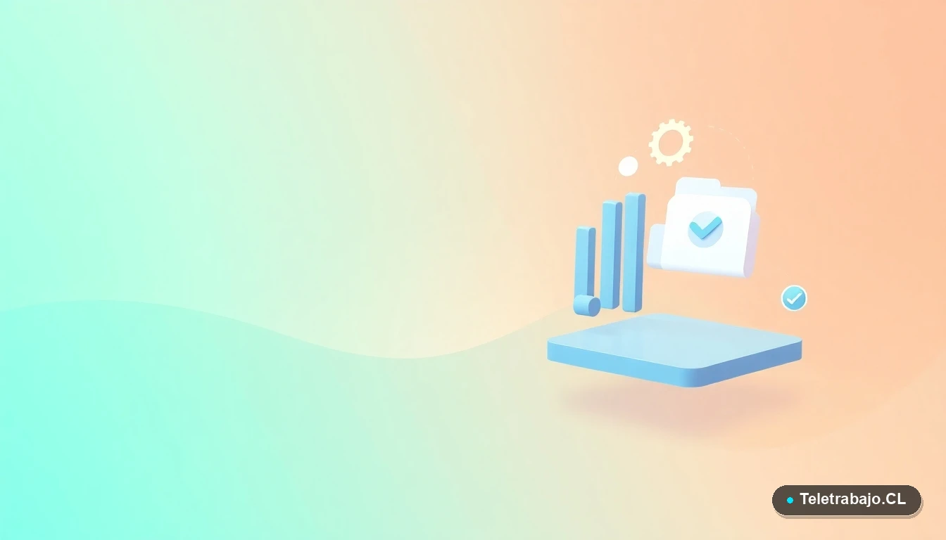 Elementos de interfaz de usuario abstractos y modernos, con gráficos, engranajes y carpetas flotantes en tonos verde menta, representando la gestión financiera y administrativa de la Franquicia SENCE.