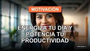Frases motivacionales para el trabajo en una oficina moderna, concepto de productividad y energía positiva.