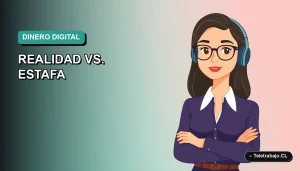 Ilustración plana vectorial de mujer profesional de teletrabajo con laptop, sobre fondo degradado azul verdoso. Tema de ganar dinero en aplicaciones.