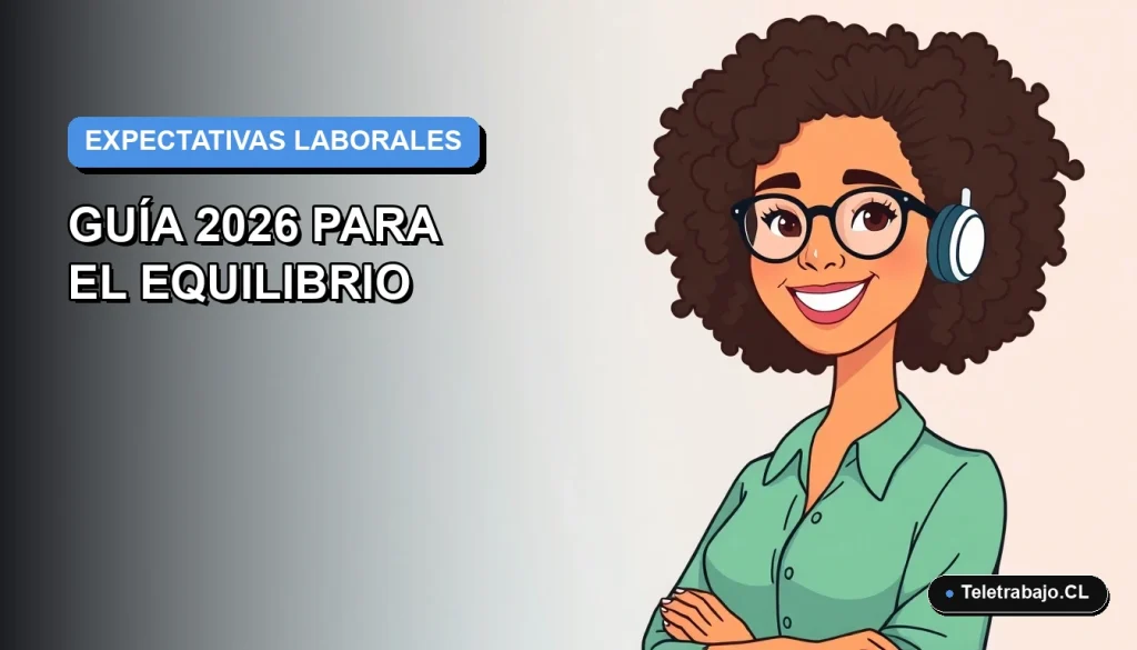 Ilustración plana corporativa de una mujer profesional de teletrabajo sonriente, con fondo gradiente azul y espacio negativo minimalista.