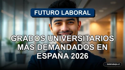 Portada editorial de un ejecutivo hispano sonriendo con confianza, representando los grados universitarios más demandados en España en 2026.