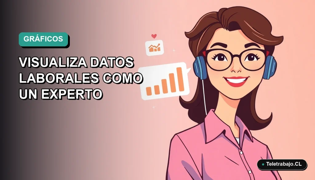 Ilustración plana corporativa de una trabajadora remota sonriente junto a gráficos combinados de Excel en fondo degradado azul verdoso.