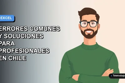 Ilustración vectorial plana de un trabajador profesional masculino en Chile, con suéter verde, junto a gráficos de Excel modernos. Fondo con gradiente suave azul y gris.