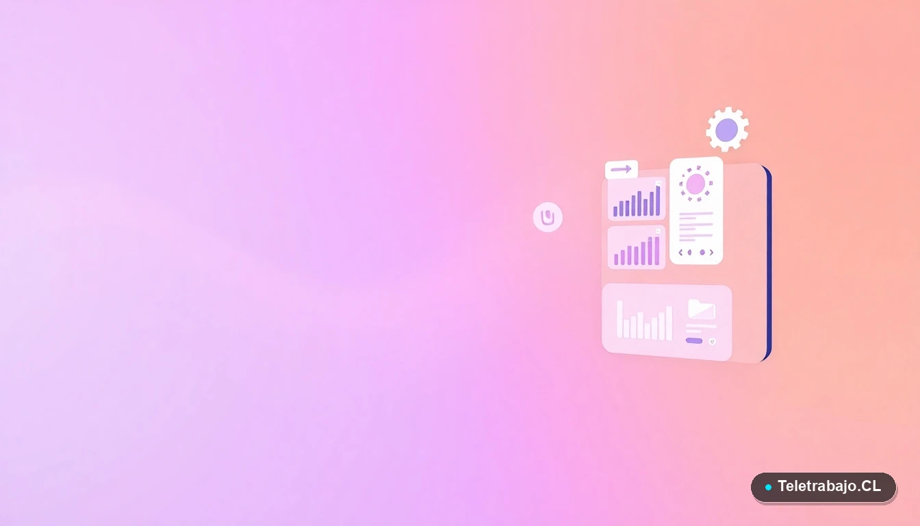 Elementos gráficos abstractos de interfaz de usuario con gráficos y engranajes, representando conceptos de administración y grupos de cotización laboral.