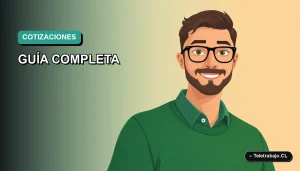 Ilustración plana corporativa de un trabajador masculino de tecnología con suéter verde, sobre fondo degradado azul verdoso, explicando los grupos de cotización de la Seguridad Social.