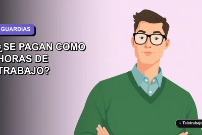 Ilustración vectorial plana de un trabajador hombre en teletrabajo, estilo Corporate Memphis, sobre fondo degradado lavanda. Representa guardias no presenciales en Chile.