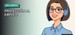 Ilustración vectorial plana moderna de una trabajadora chilena sonriente con blusa azul, representando la nueva ley de protección laboral 2026 en un fondo degradado verde azulado.