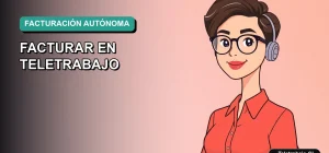 Ilustración plana de estilo Corporate Memphis de una mujer autónoma trabajando desde casa en Chile, con fondo degradado verde azulado.