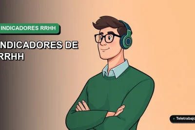 Ilustración vectorial plana de un trabajador masculino analizando gráficos de datos de recursos humanos en un entorno corporativo moderno, con fondo degradado verde.