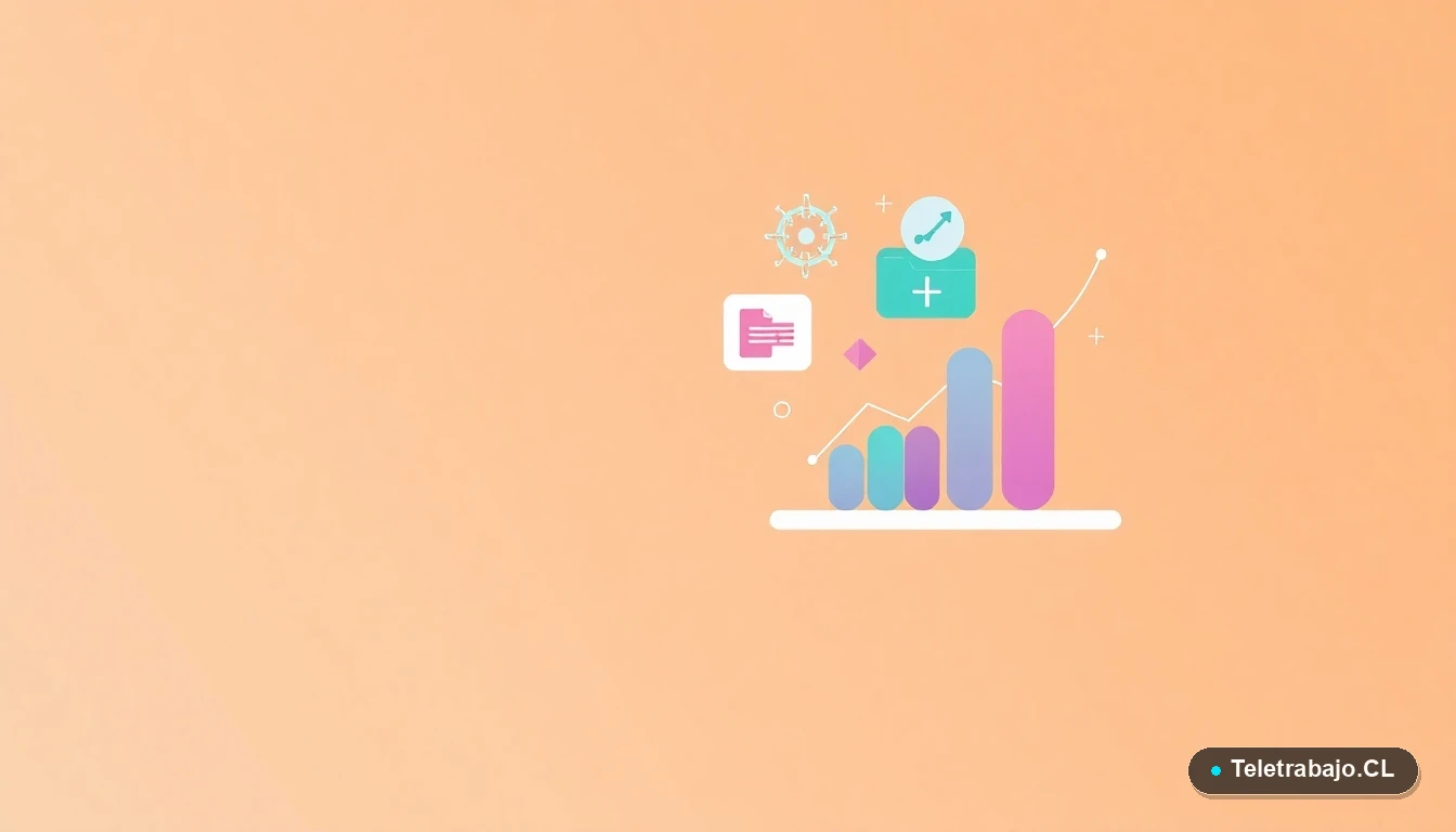 Composición abstracta de interfaz tecnológica con gráficos flotantes, engranajes y carpetas, en estilo vectorial plano sobre fondo degradado suave. Concepto visual para carreras en inteligencia artificial.