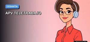 Ilustración vectorial plana de estilo premium que representa a una trabajadora remota en teletrabajo, con fondo degradado azul, para guía sobre cálculo de APV y cesantía.