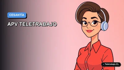 Ilustración vectorial plana de estilo premium que representa a una trabajadora remota en teletrabajo, con fondo degradado azul, para guía sobre cálculo de APV y cesantía.