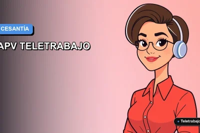 Ilustración vectorial plana de estilo premium que representa a una trabajadora remota en teletrabajo, con fondo degradado azul, para guía sobre cálculo de APV y cesantía.