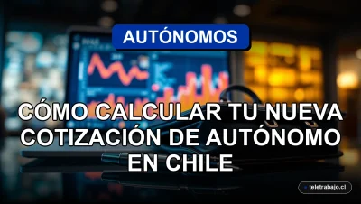 Guía para calcular la cotización de trabajadores independientes en Chile 2026, fondo de oficina moderna con gráficos abstractos.