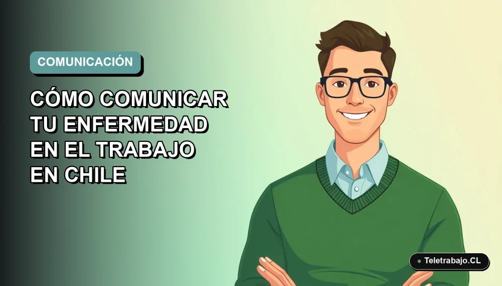 Ilustración plana corporativa de un trabajador hombre con suéter verde, explicando un concepto en el trabajo, con fondo degradado suave azul verdoso.