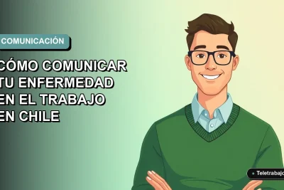 Ilustración plana corporativa de un trabajador hombre con suéter verde, explicando un concepto en el trabajo, con fondo degradado suave azul verdoso.